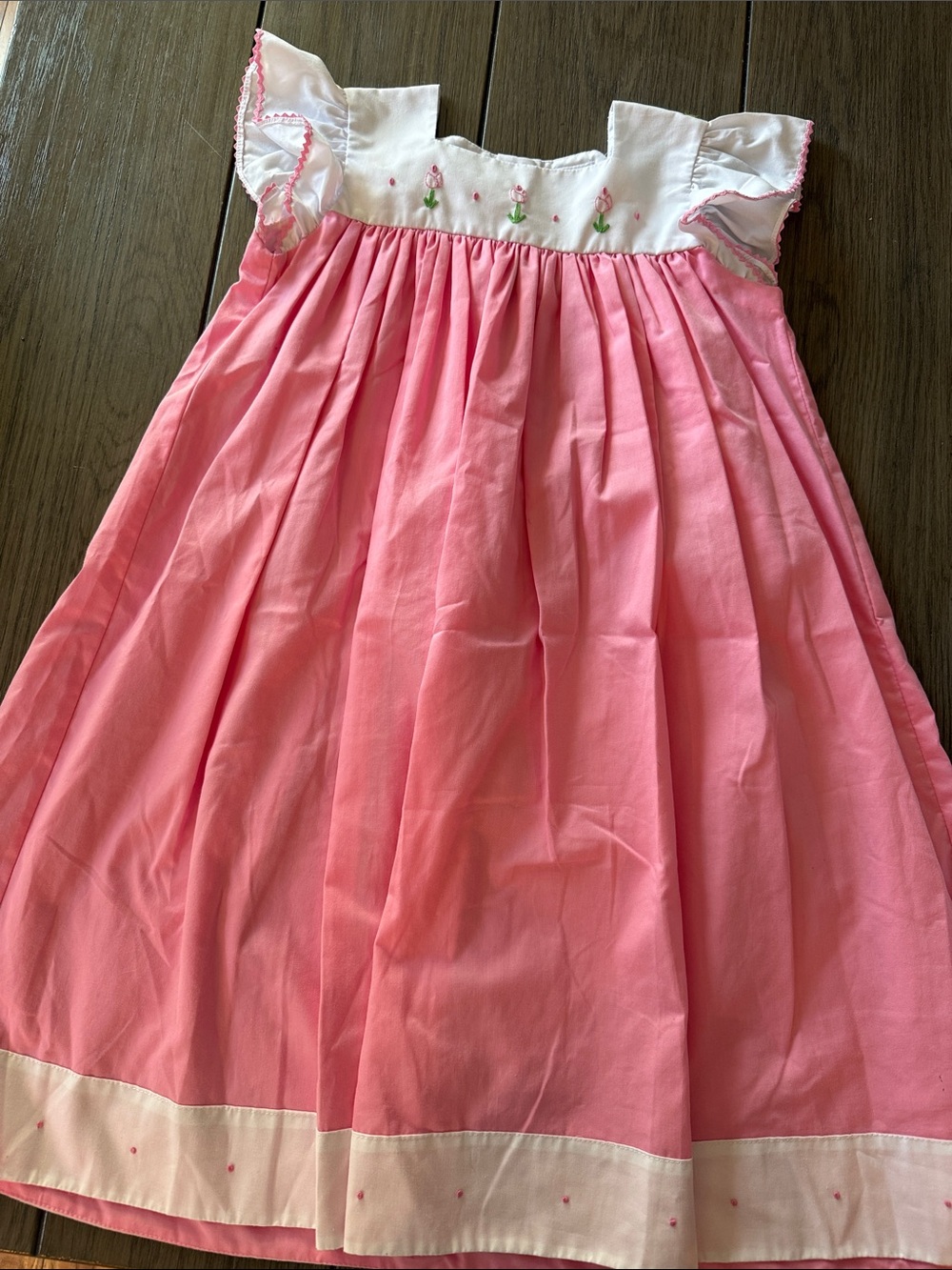 Pink Embroidered Cotton Party Dress for Girls